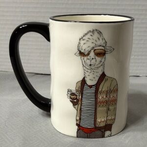 Signature Stylish Llama Mug Cup Oversized Cool Dad Grandpa Sweater Black Handle